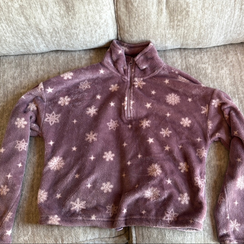 Cozy Kids' Purple Snowflake Fleece Jacket